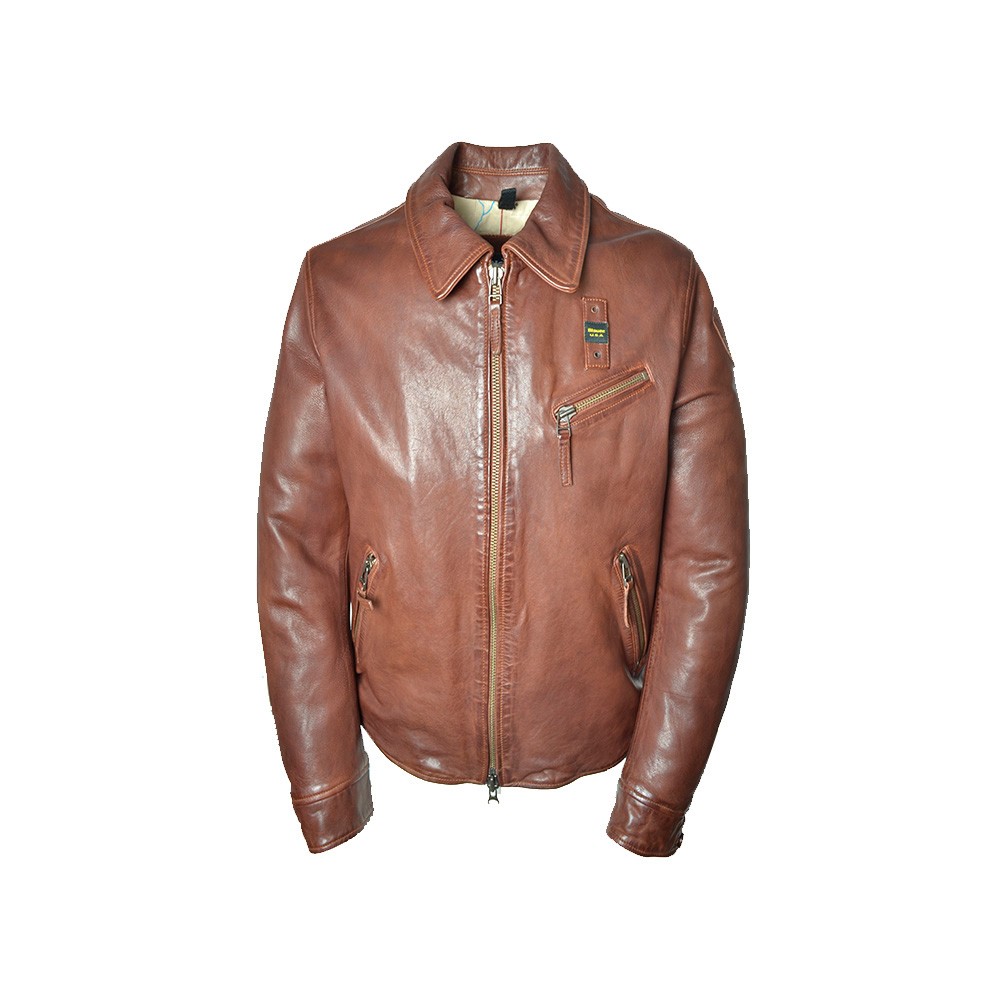 Leather Jacket, Blauer, model WBLUL01284, in brown