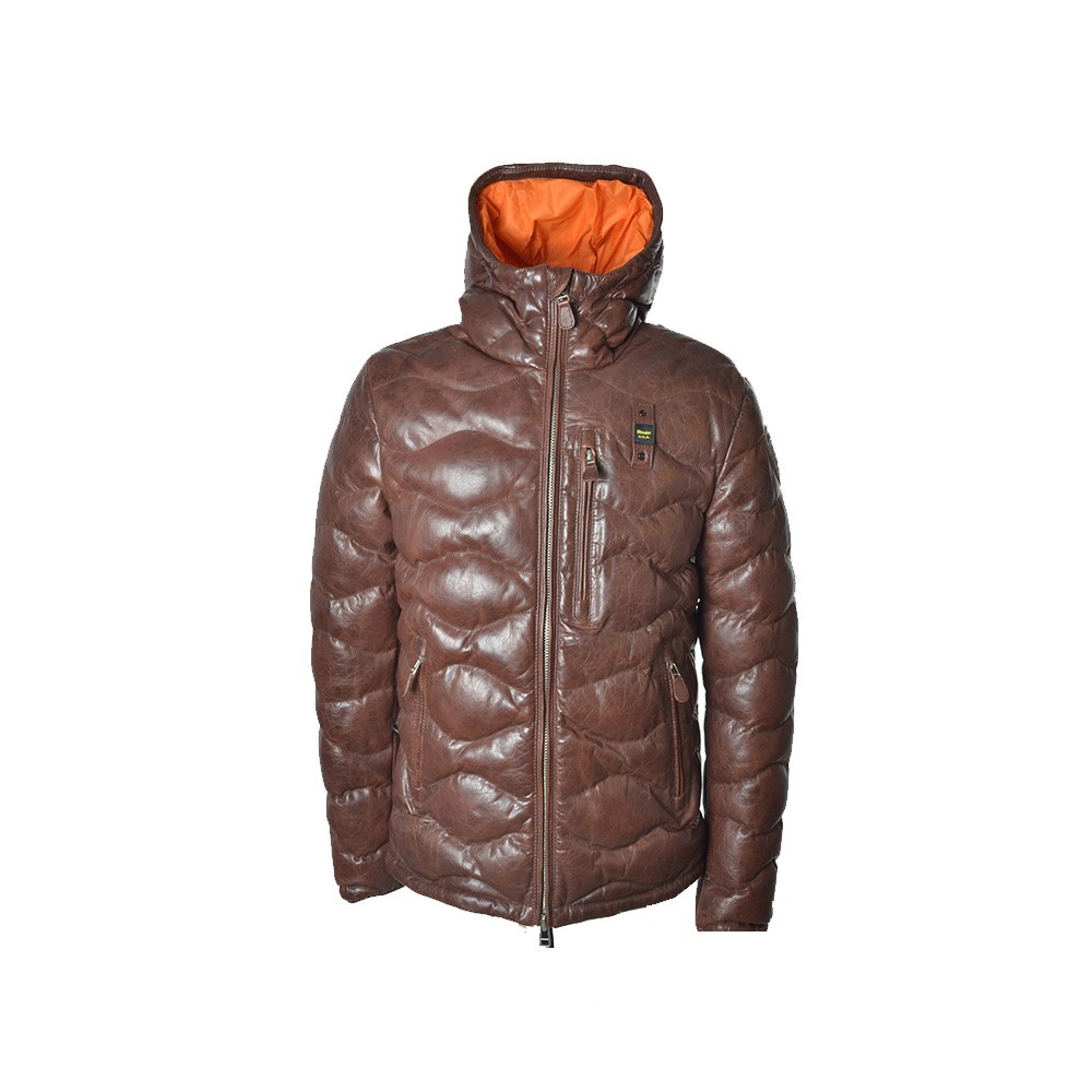 Leather Down Jacket, Blauer, model WBLUL01098, in brown
