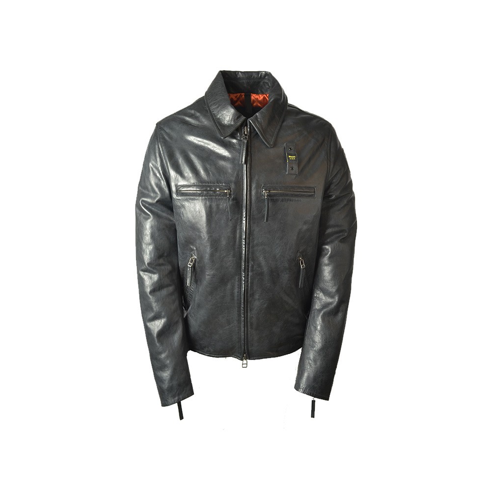 Leather jacket, Blauer, model WBLUL01096, in black