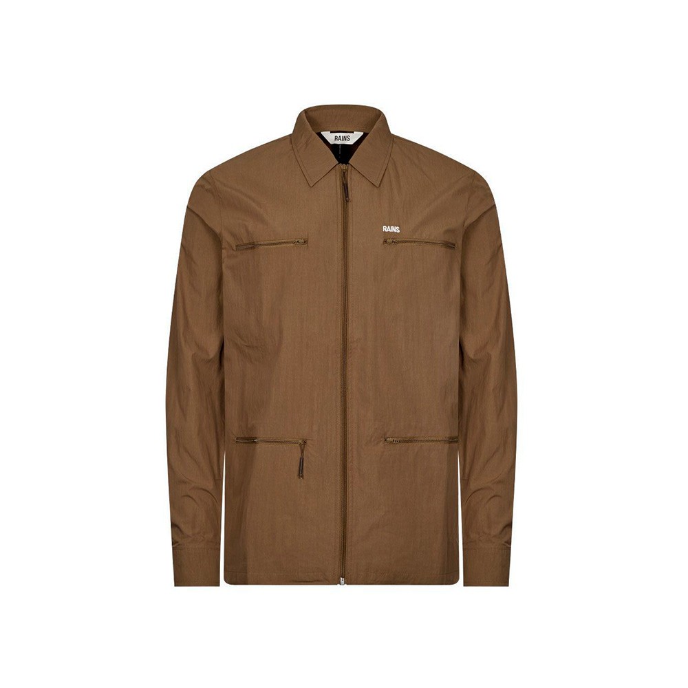 Jacket, RAINS, Woven Shirt model, in brown / wood