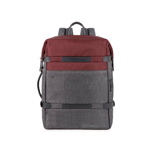 Backpack Piquadro CA3822W80T/RGR Color Maroon and Grey