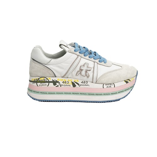 Sneakers, Premiata, model BETH 6235, in white and light blue