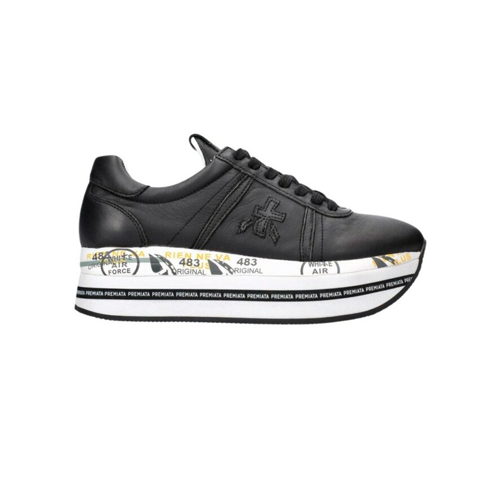 Sneakers de Piel, Premiata, modelo BETH 3873, en color negro