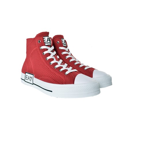 Sneakers Altas, EA7 Emporio Armani, modelo X8Z041 XK333 S503, en color  rojo, con cierre de cordones, puntera redonda, suela de g
