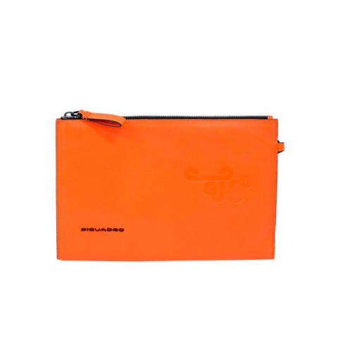Porta documentos de piel, marca Piquadro AC5099MG/AR, en color naranja