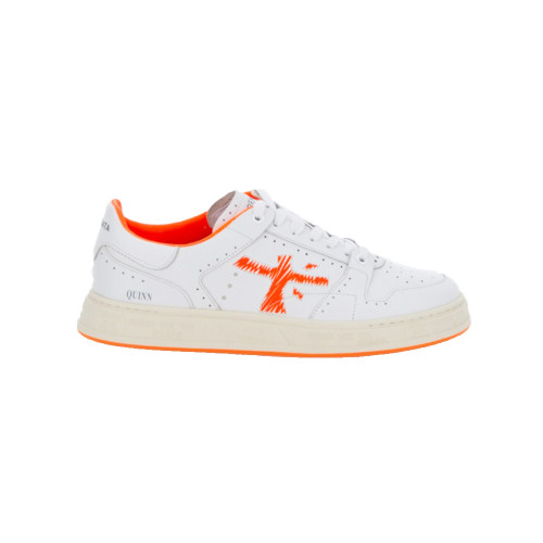 Sneakers de Piel Premiata Quinn 6302 Color Blanco y Naranja
