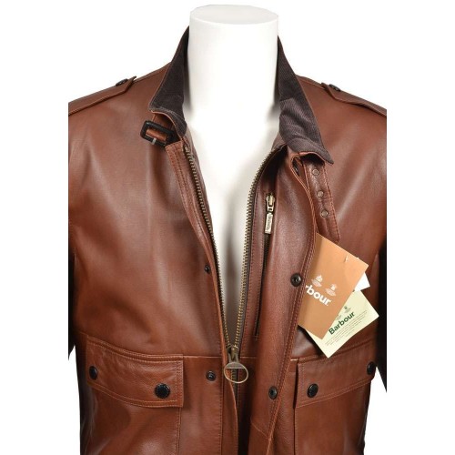 Leather Jacket de piel Barbour A434 Color Brown