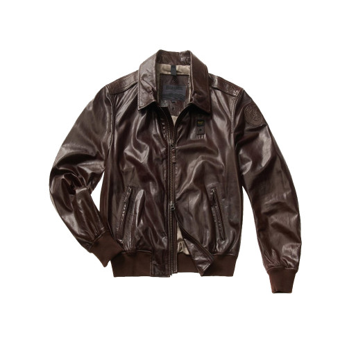 Leather Bomber Jacket Piel Blauer SBLUL02418 Color Brown