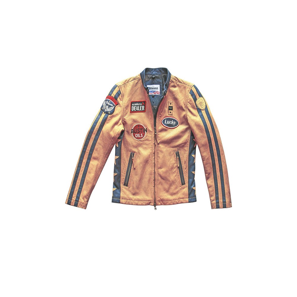Leather jacket men Blauer BLUL02420 USA WILSON colour yellow