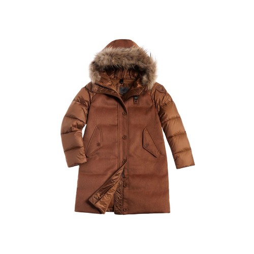 Long down jacket, Blauer, model WBLDK03044, in brown colour