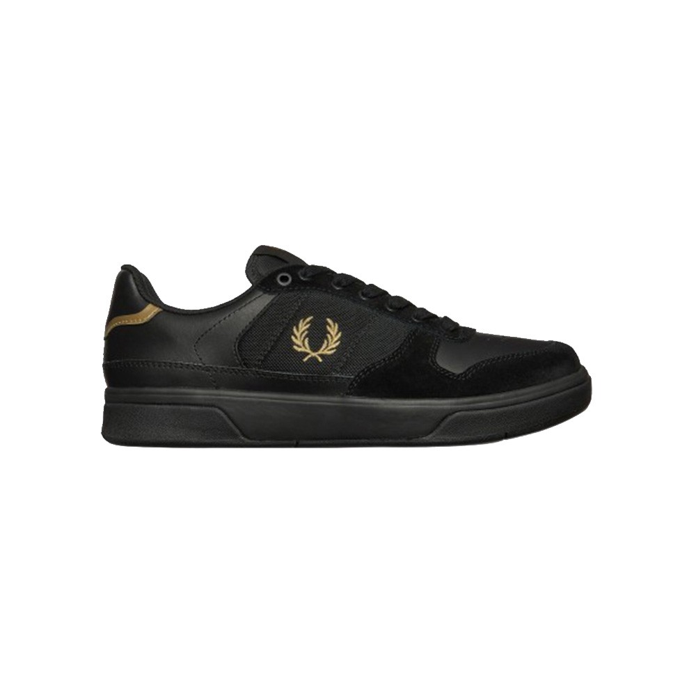 Leather and suede sneakers, Fred Perry, model B8355, colour Black Logo black