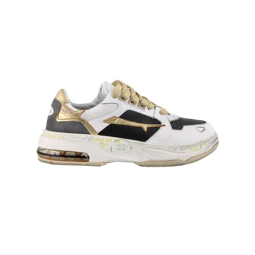 DRAKE 0018 Premium Leather Sneakers White / Gold